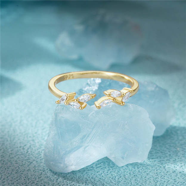 S925 Marquise zircon adjustable ring-Olarajewelry