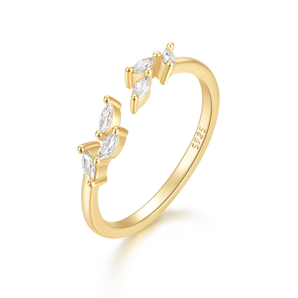 S925 Marquise zircon adjustable ring-Olarajewelry