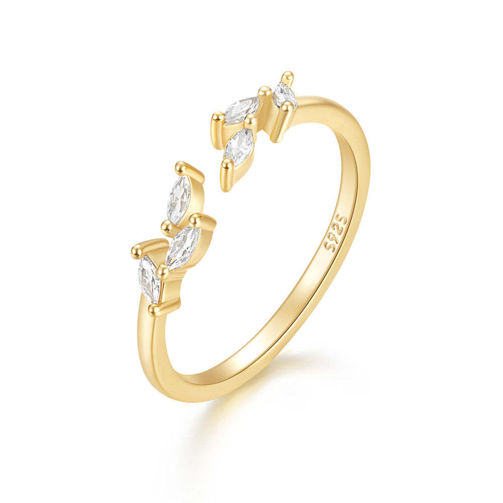 S925 Marquise zircon adjustable ring-Olarajewelry