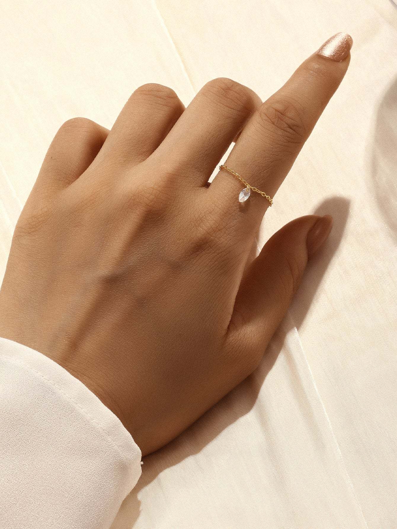 S925 Zirconia Pendant Chain Ring-Olarajewelry