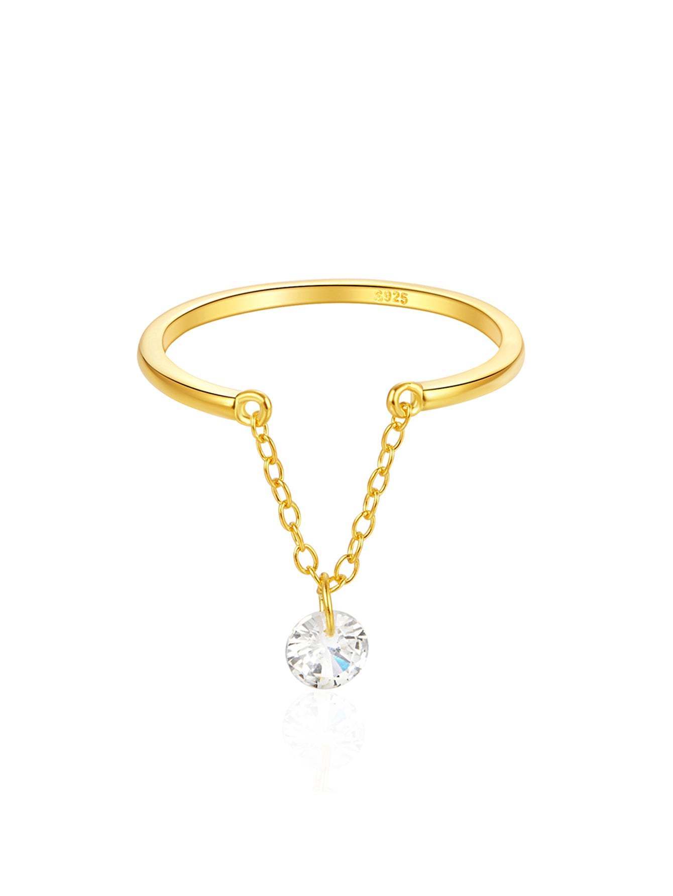 Olara Chain Open Adjustable Zircon Solitaire Engagement Ring-Olarajewelry