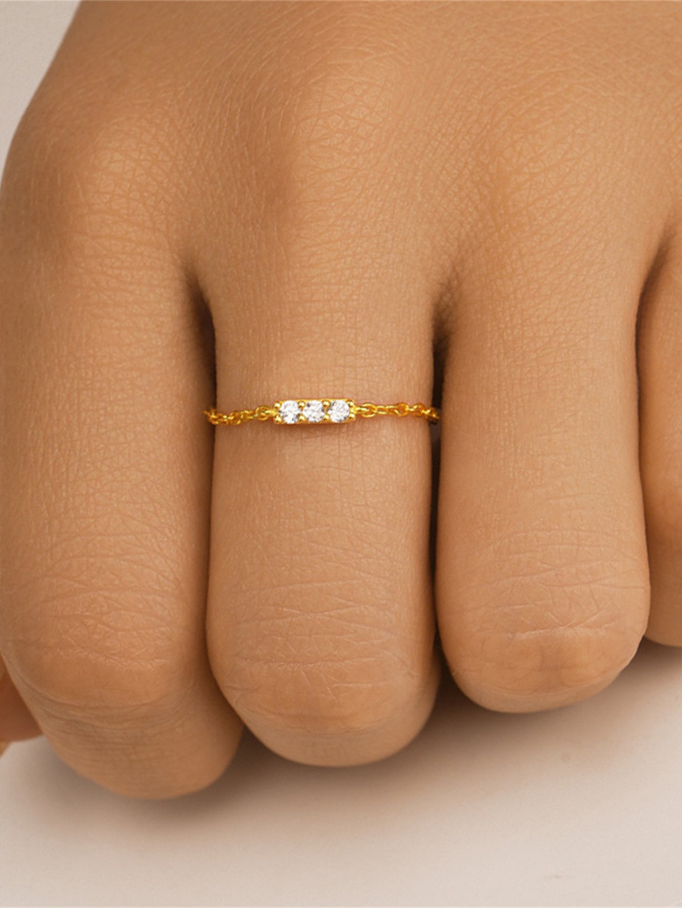 S925 Adjustable Zircon Chain Design Fashion Ring-Olarajewelry