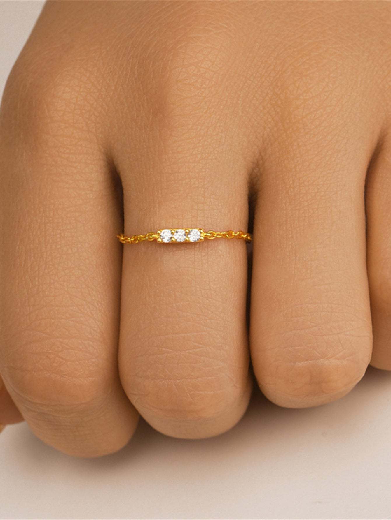S925 Adjustable Zircon Chain Design Fashion Ring-Olarajewelry