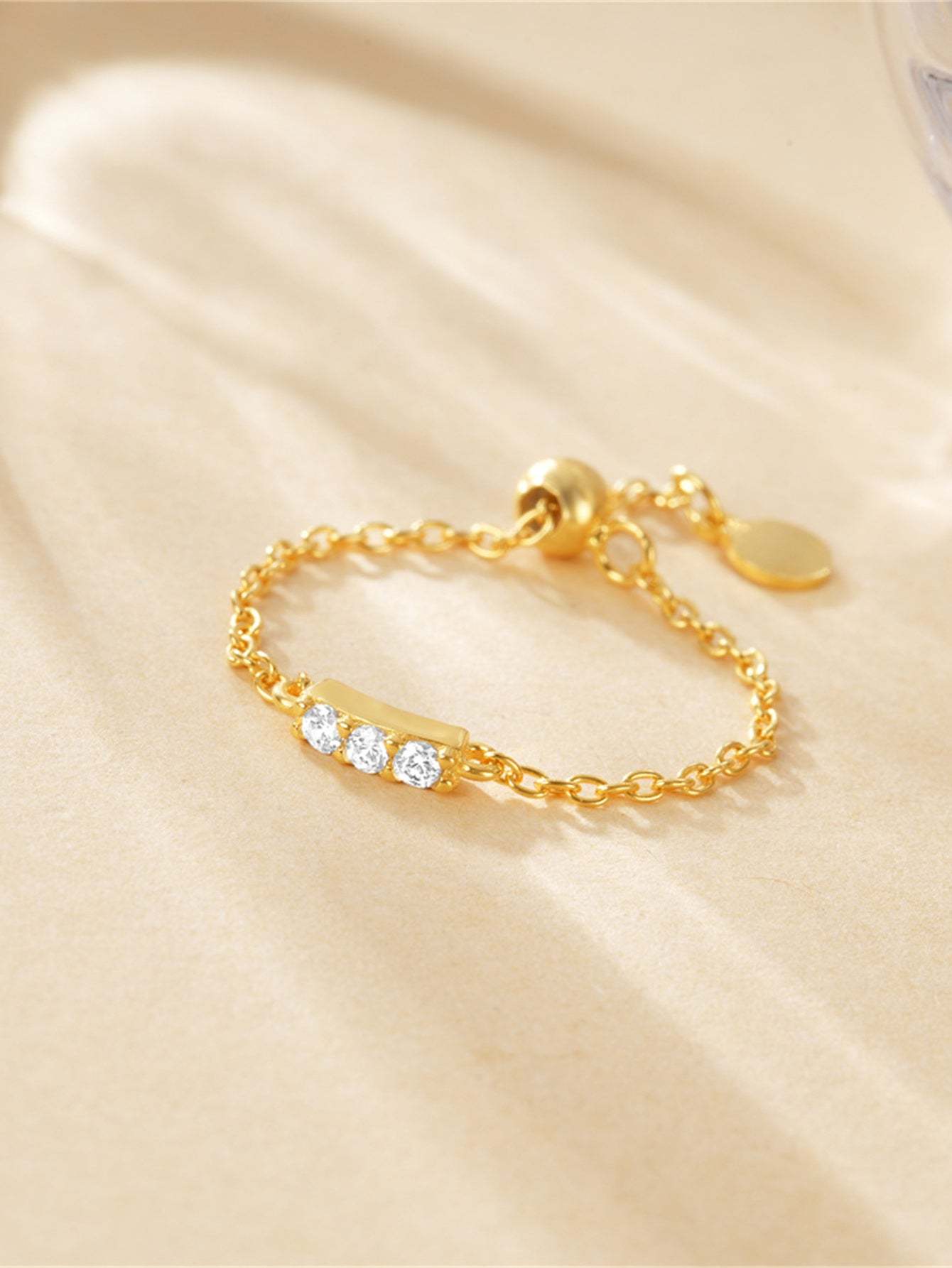 S925 Adjustable Zircon Chain Design Fashion Ring-Olarajewelry