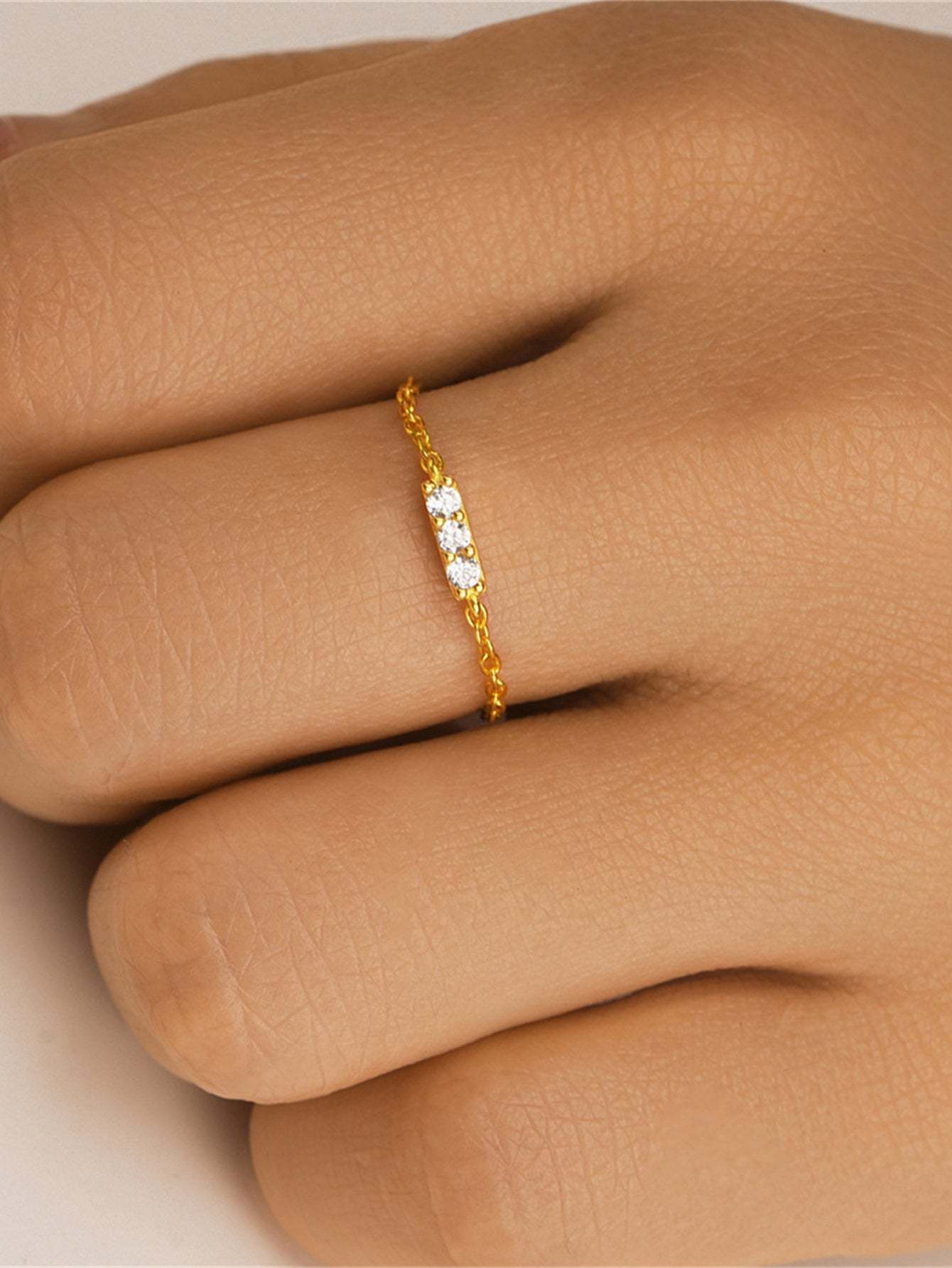 S925 Adjustable Zircon Chain Design Fashion Ring-Olarajewelry