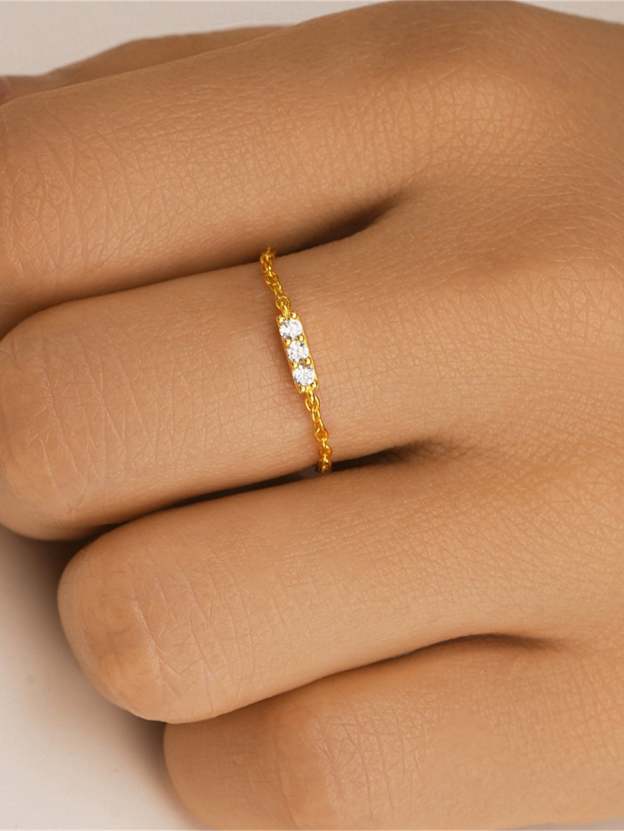 S925 Adjustable Zircon Chain Design Fashion Ring-Olarajewelry