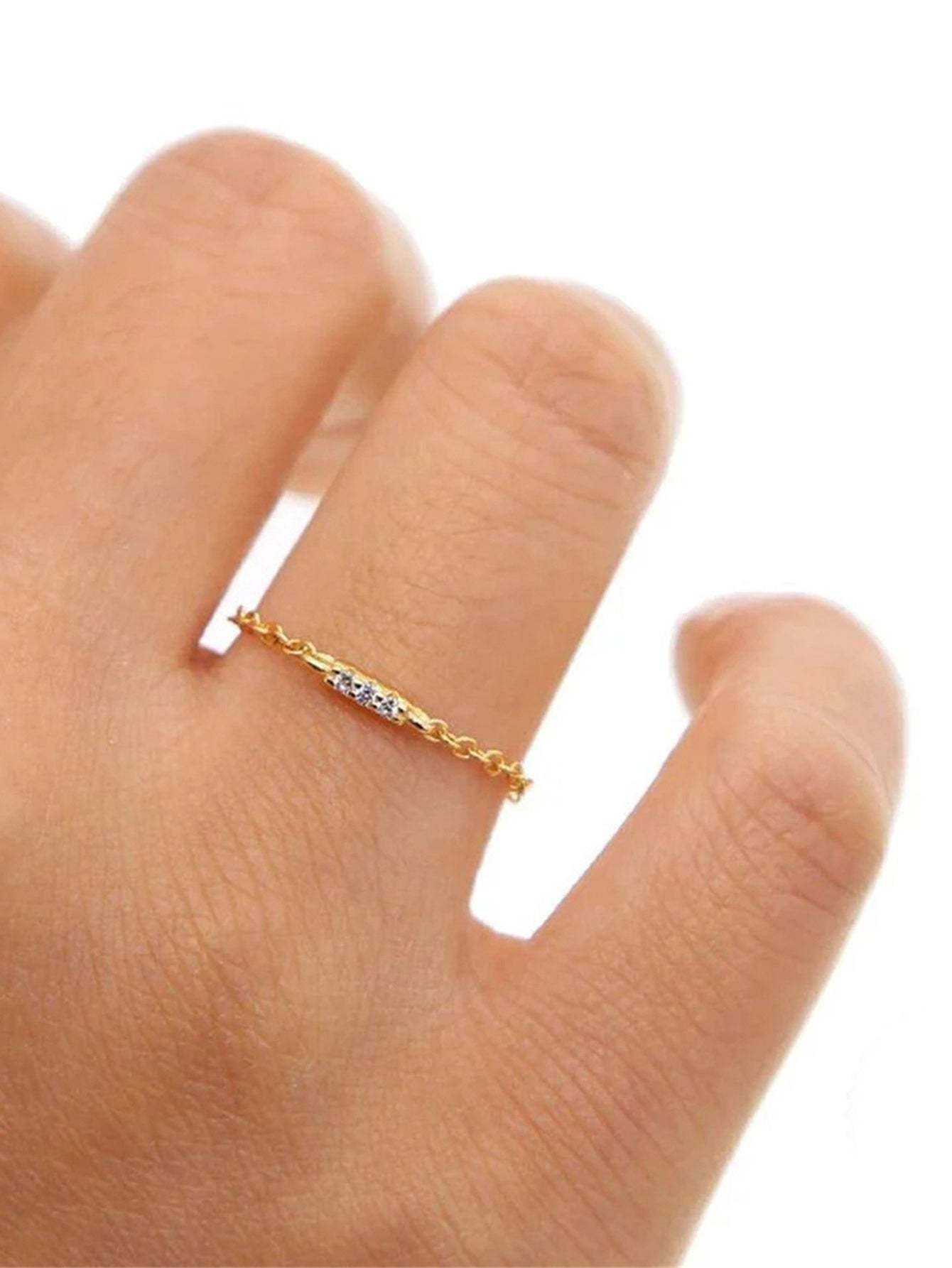 S925 Adjustable Zircon Chain Design Fashion Ring-Olarajewelry