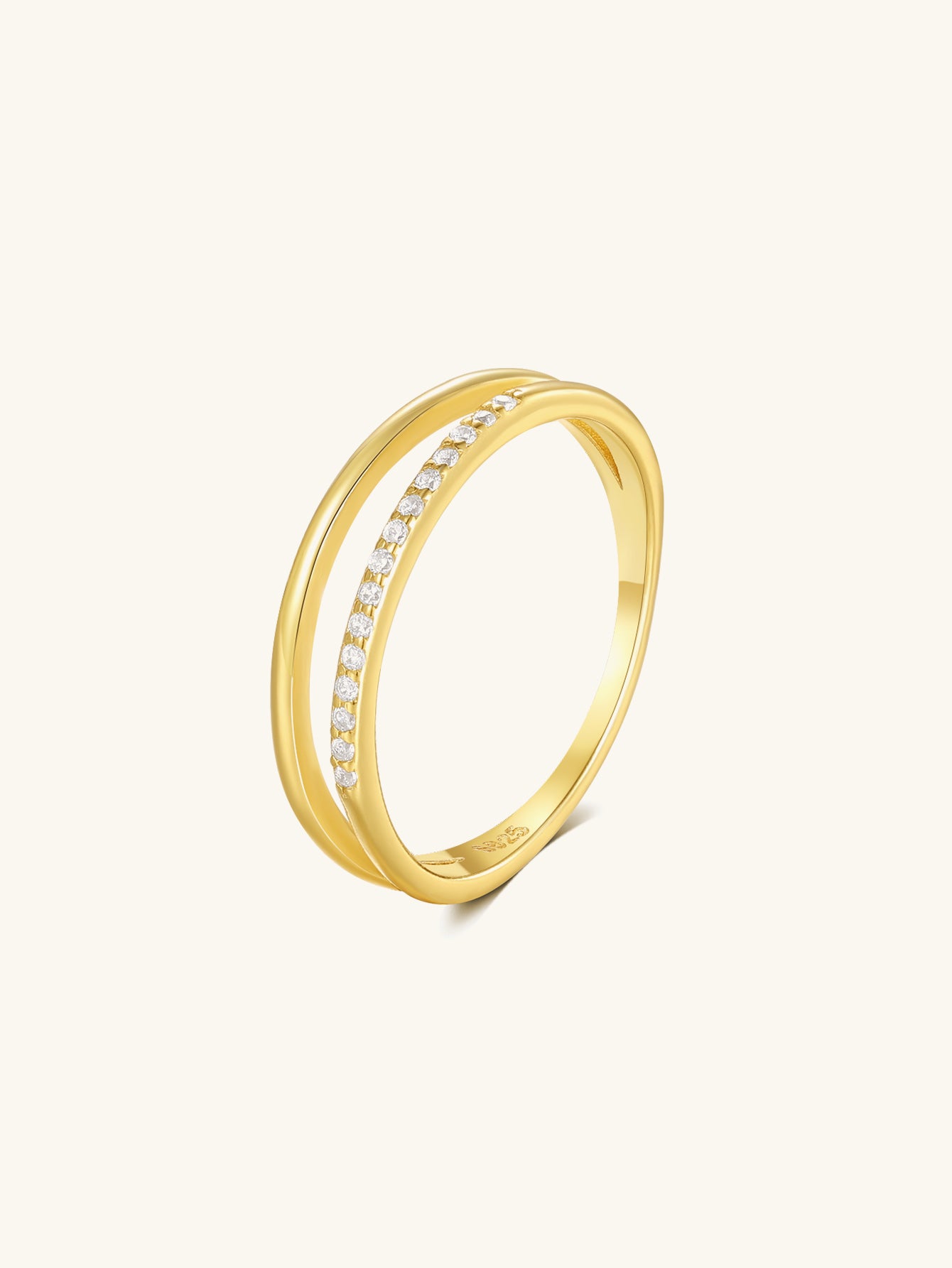S925 Sterling Silver Double Layers Pavé Zircon Elegant Wedding Ring-Olarajewelry