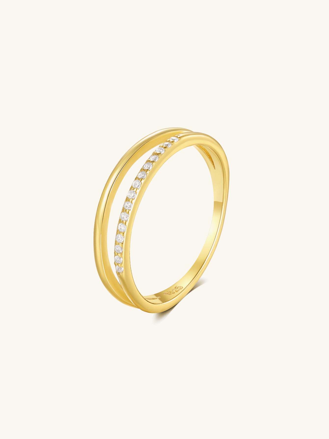 S925 Sterling Silver Double Layers Pavé Zircon Elegant Wedding Ring-Olarajewelry