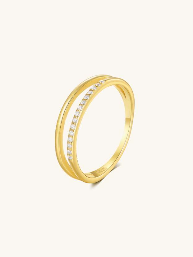 S925 Sterling Silver Double Layers Pavé Zircon Elegant Wedding Ring-Olarajewelry