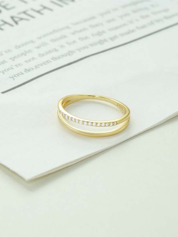 S925 Sterling Silver Double Layers Pavé Zircon Elegant Wedding Ring-Olarajewelry