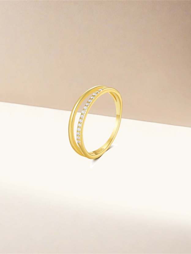 S925 Sterling Silver Double Layers Pavé Zircon Elegant Wedding Ring-Olarajewelry