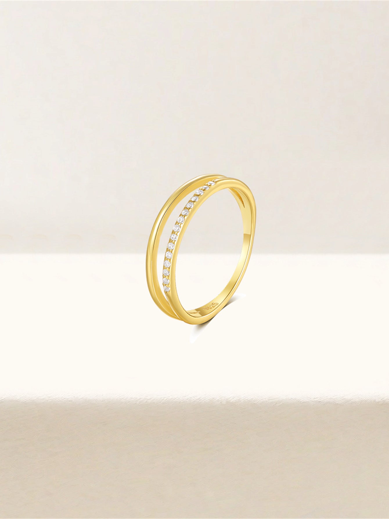 S925 Sterling Silver Double Layers Pavé Zircon Elegant Wedding Ring-Olarajewelry