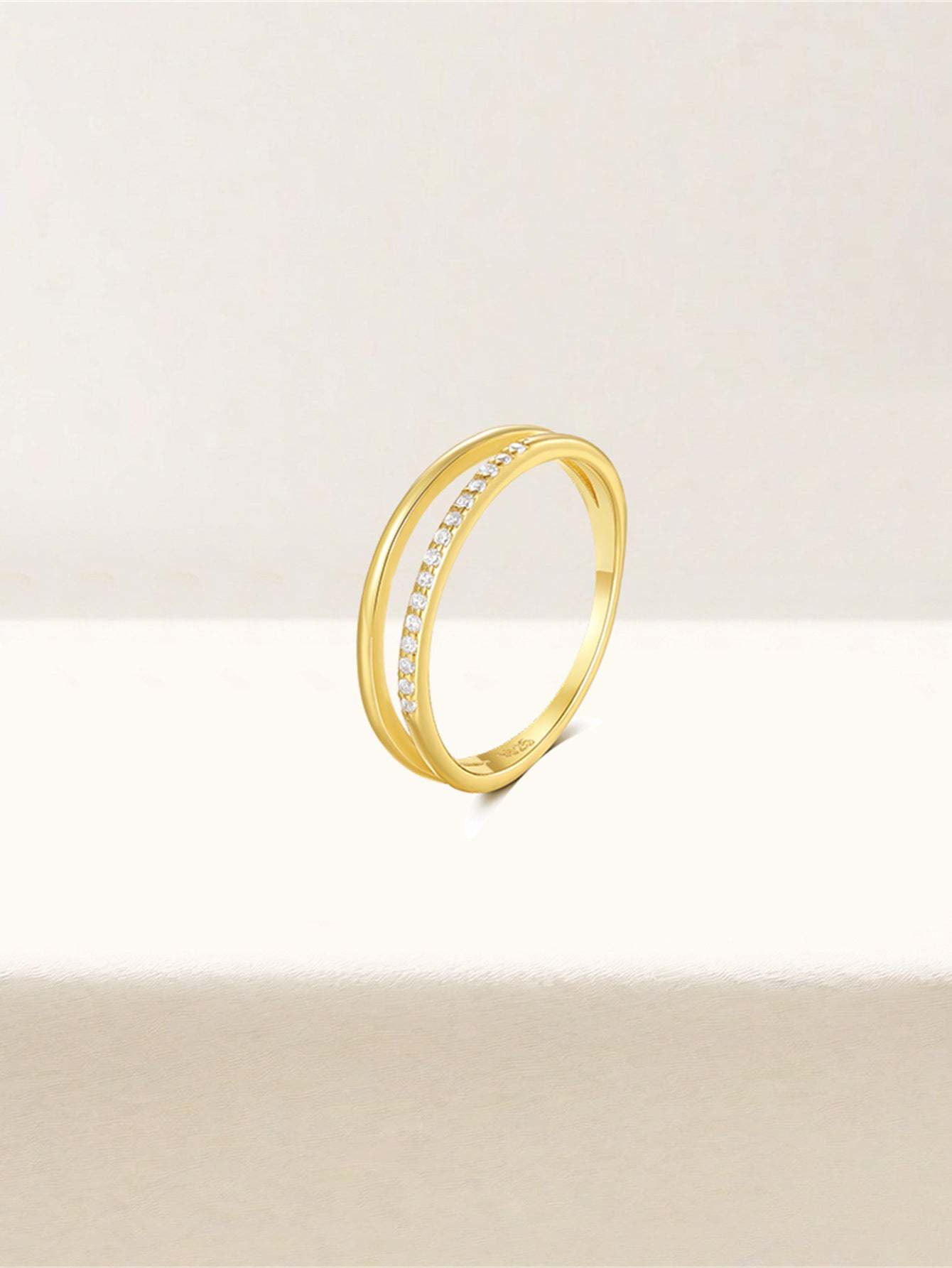 S925 Sterling Silver Double Layers Pavé Zircon Elegant Wedding Ring-Olarajewelry