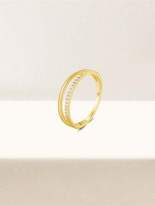 S925 Sterling Silver Double Layers Pavé Zircon Elegant Wedding Ring-Olarajewelry