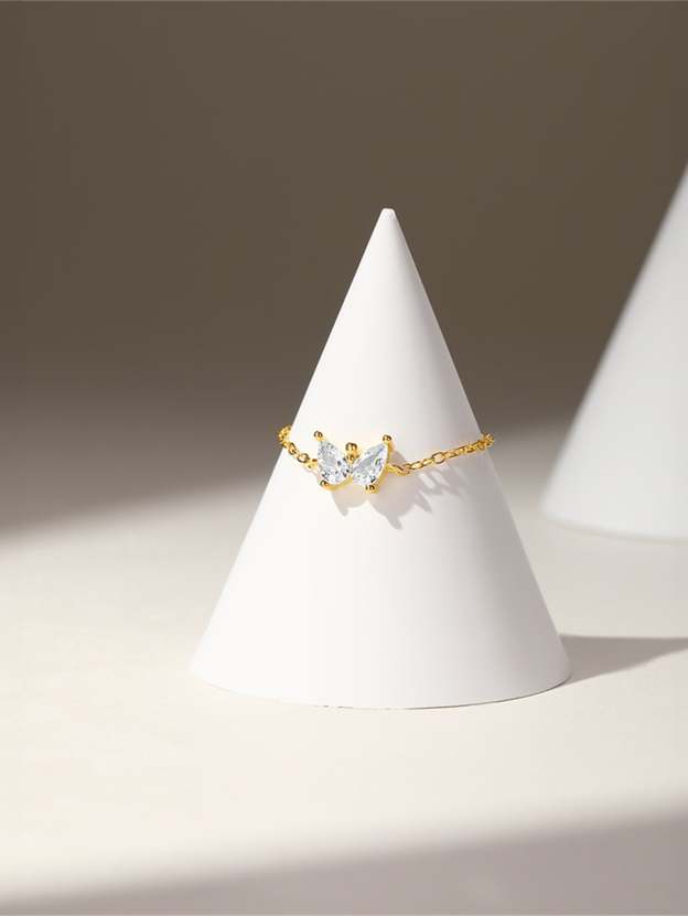 S925 Simple Butterfly Zircon Chain Ring-Olarajewelry