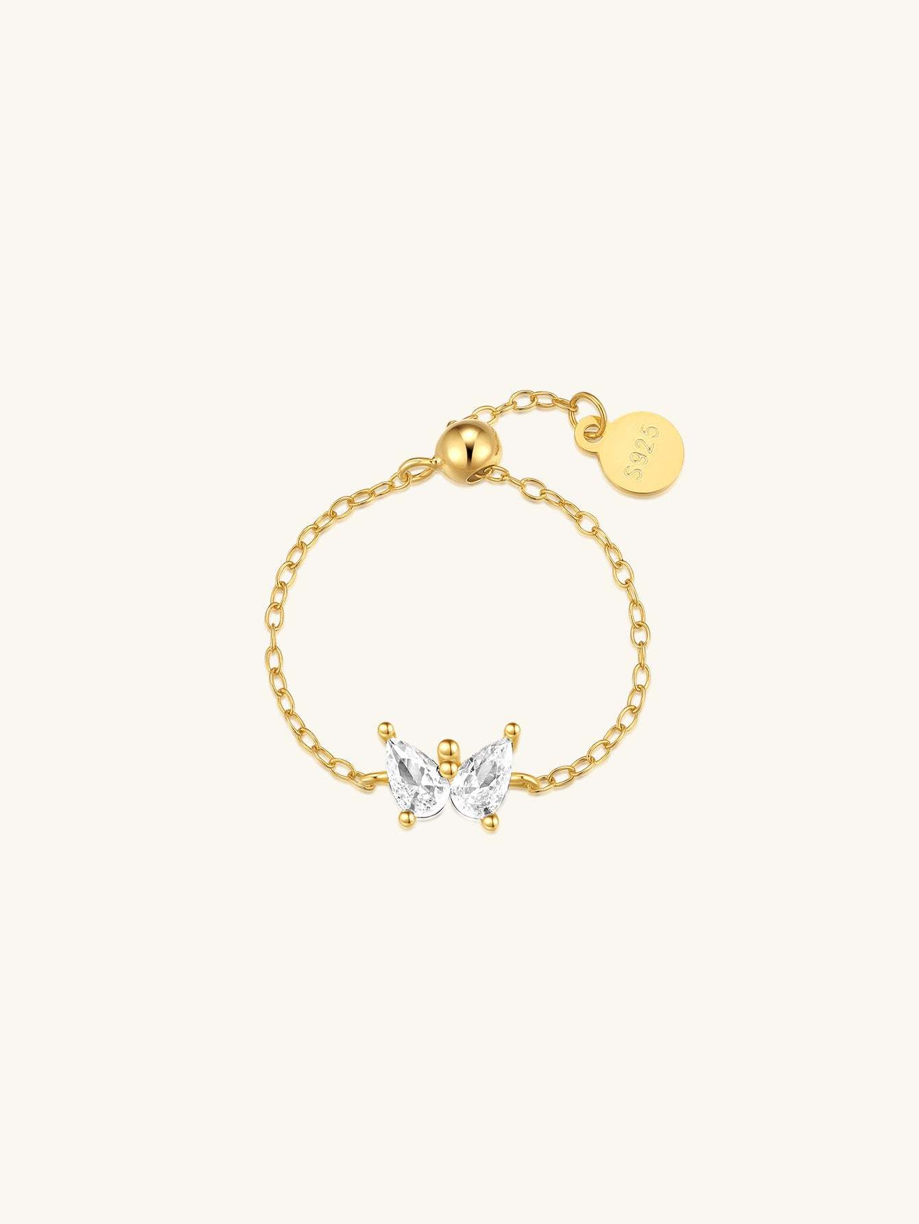 S925 Simple Butterfly Zircon Chain Ring-Olarajewelry