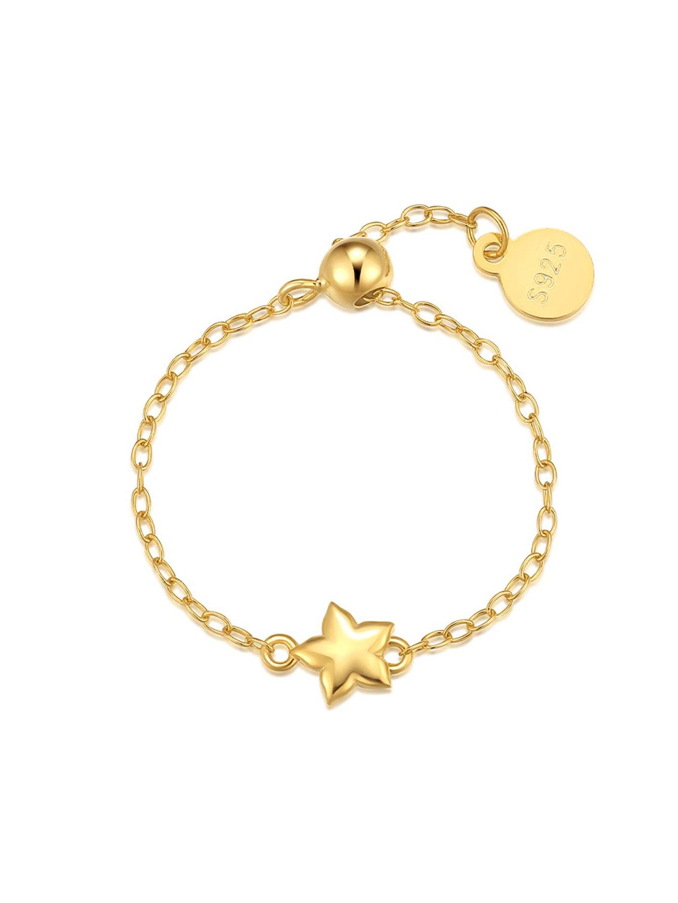 S925 Simple Star Chain Adjustable Ring-Olarajewelry
