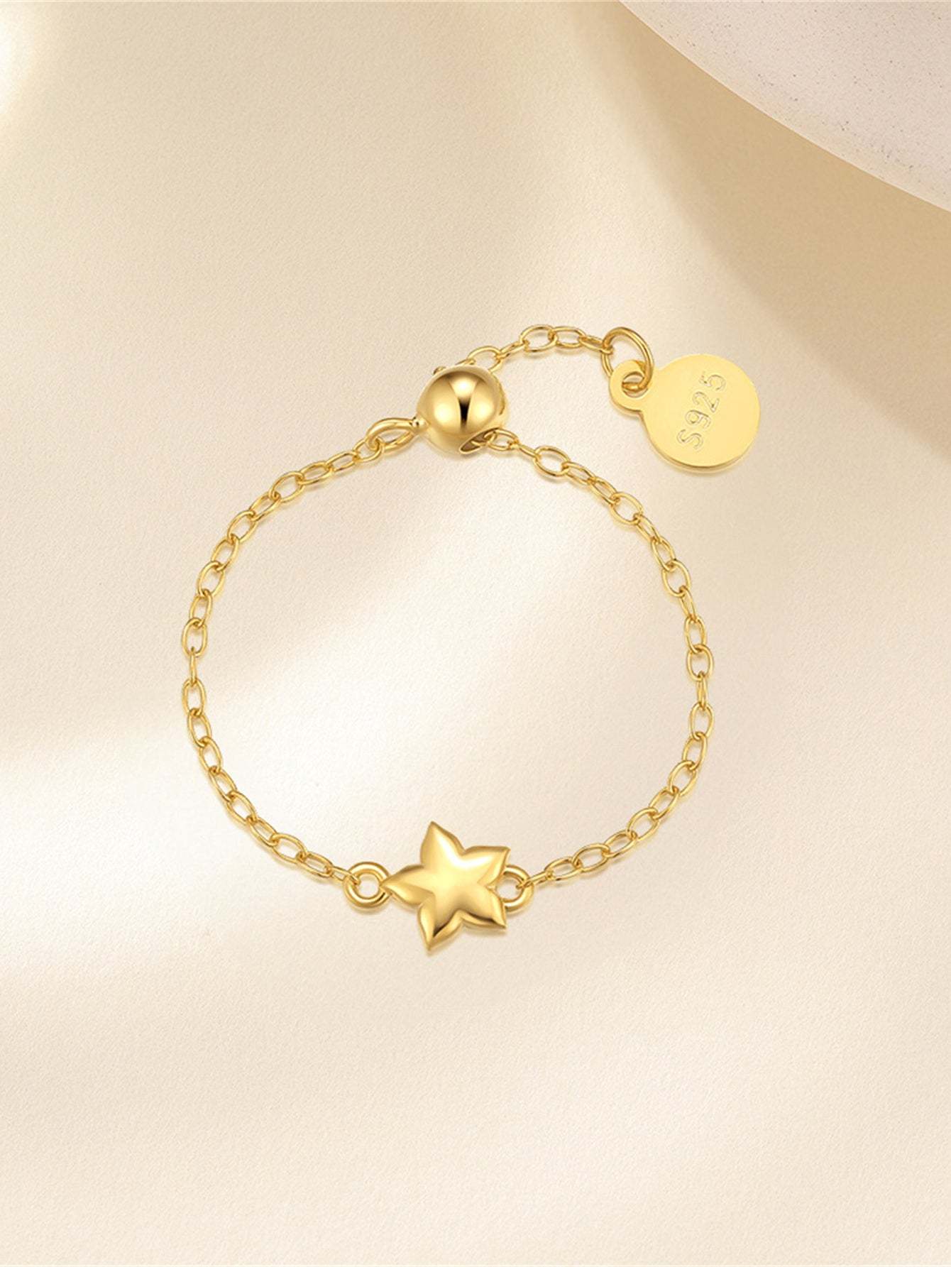 S925 Simple Star Chain Adjustable Ring-Olarajewelry