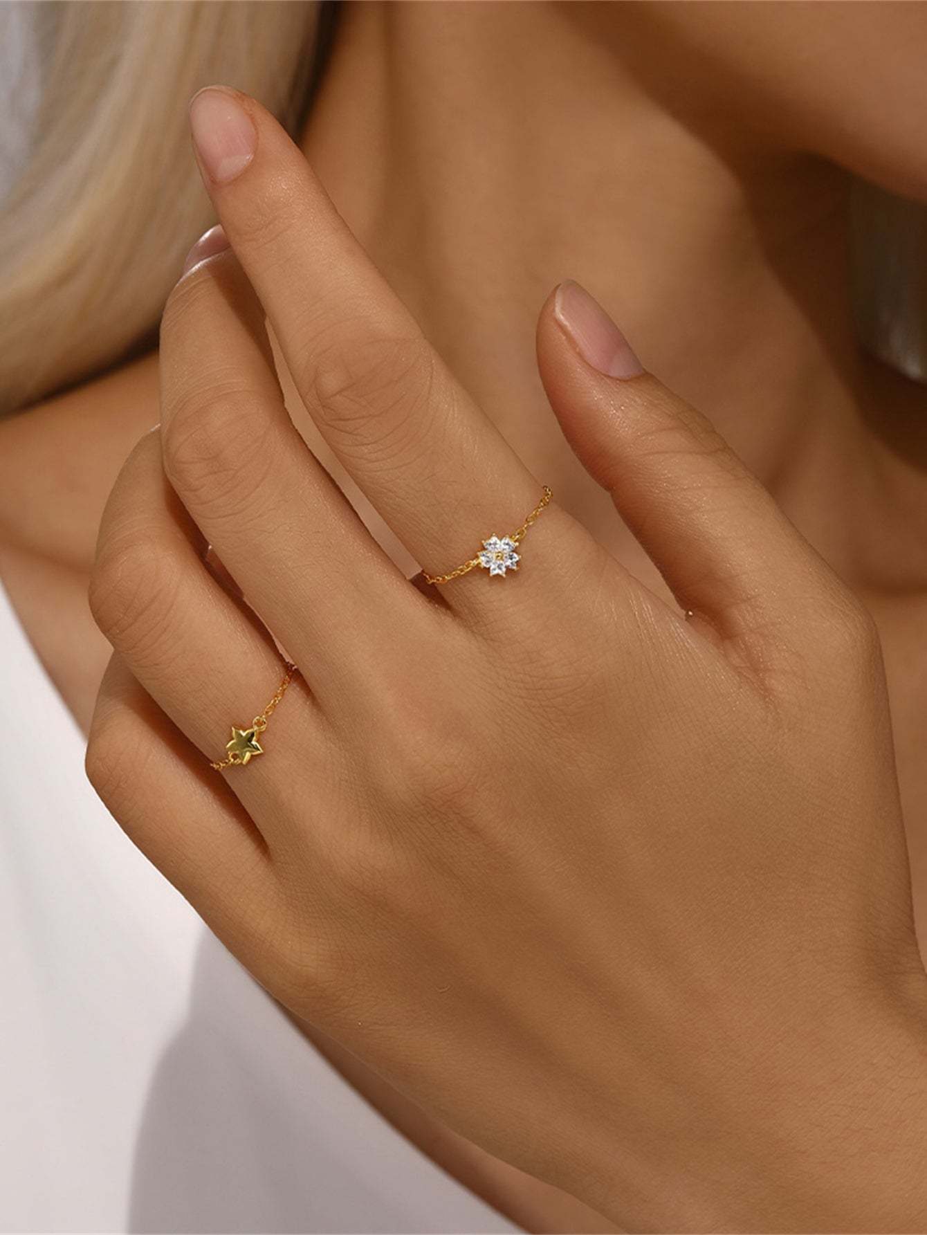 S925 Simple Star Chain Adjustable Ring-Olarajewelry