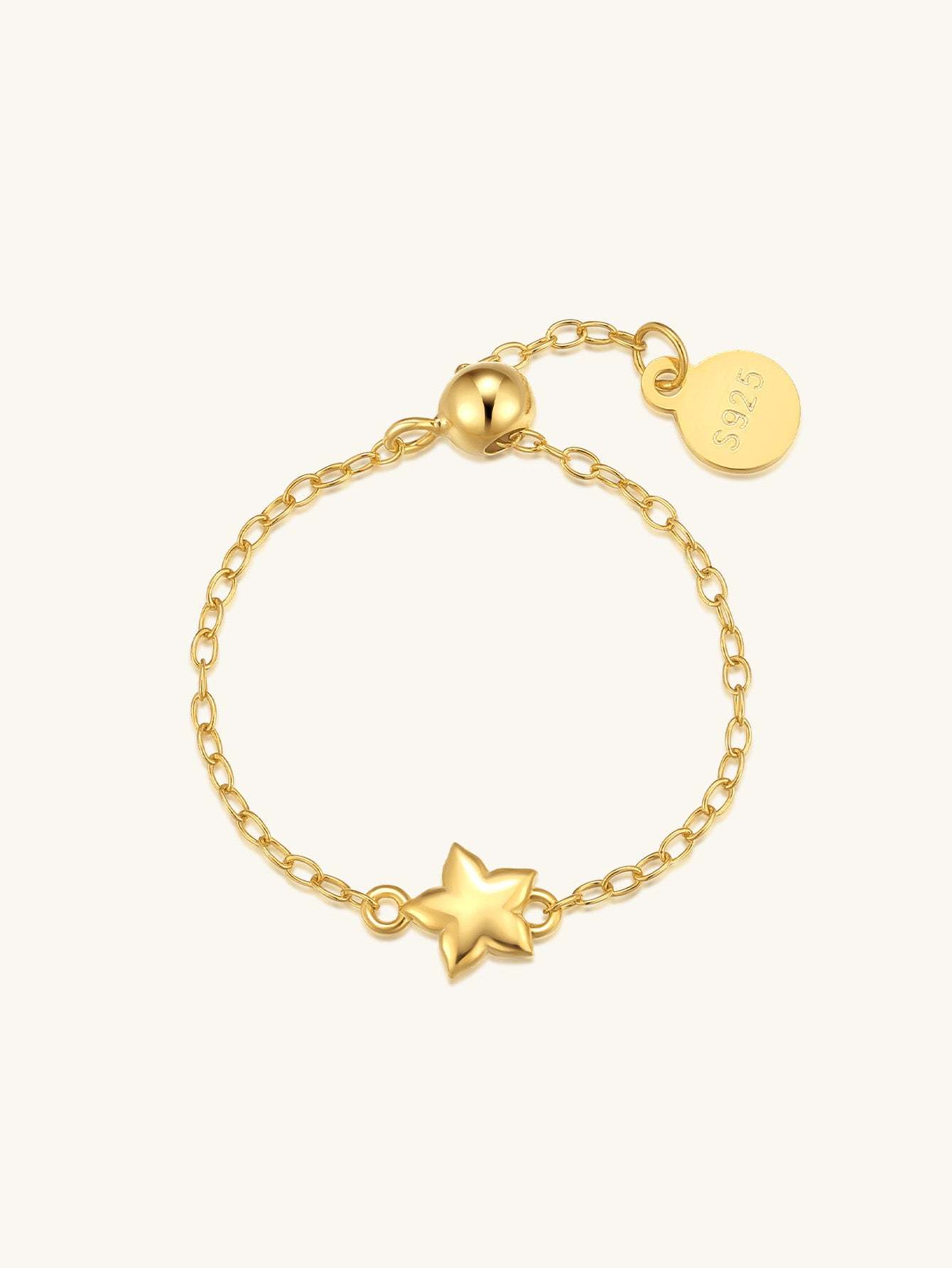 S925 Simple Star Chain Adjustable Ring-Olarajewelry