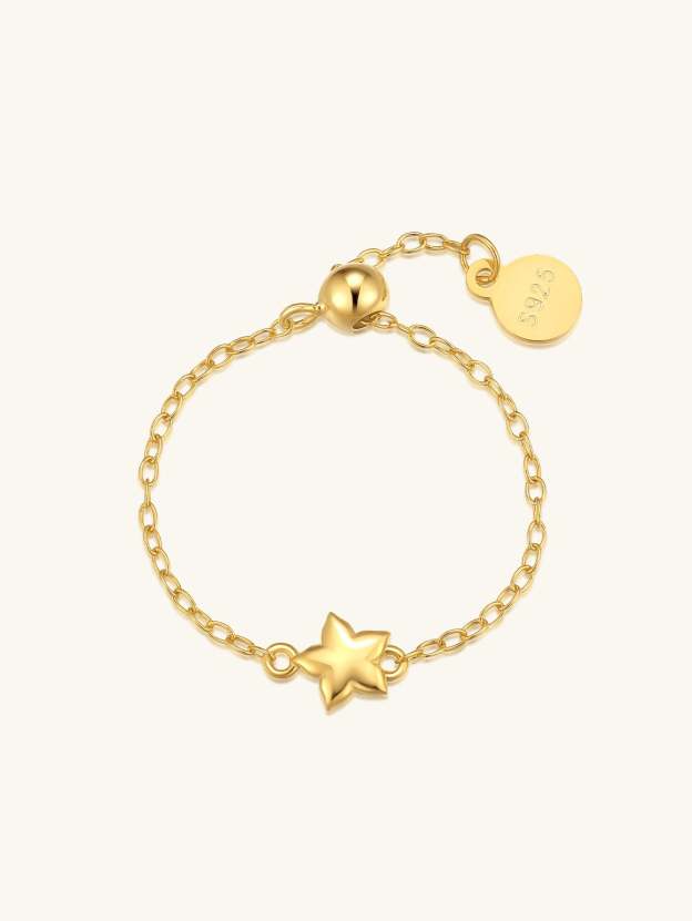 S925 Simple Star Chain Adjustable Ring-Olarajewelry