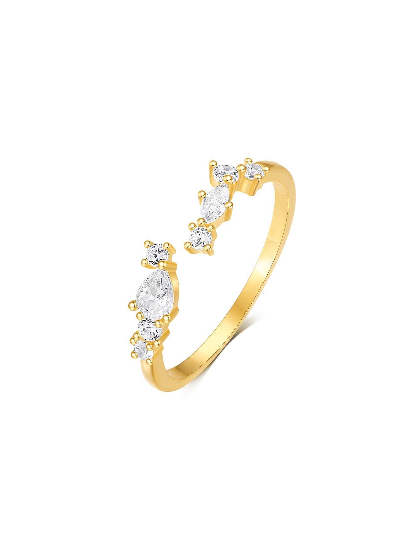 S925 Sparkling Star Zircon Open Ring-Olarajewelry
