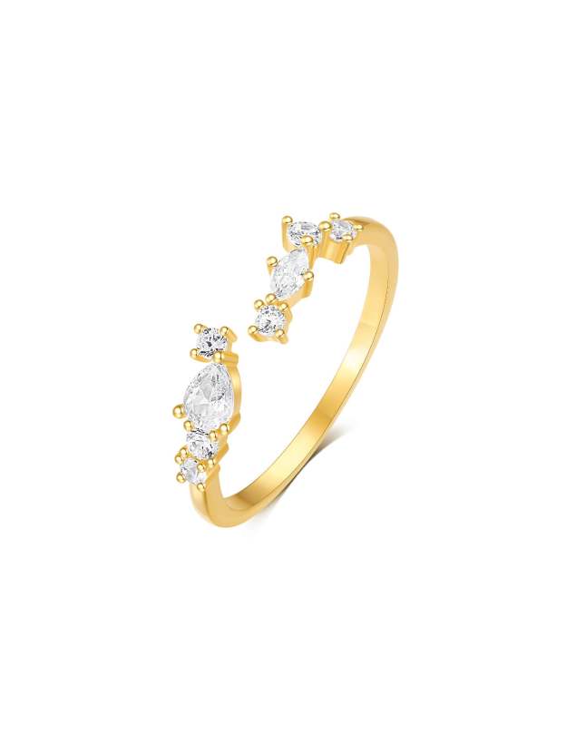 S925 Sparkling Star Zircon Open Ring-Olarajewelry
