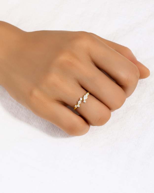 S925 Sparkling Star Zircon Open Ring-Olarajewelry
