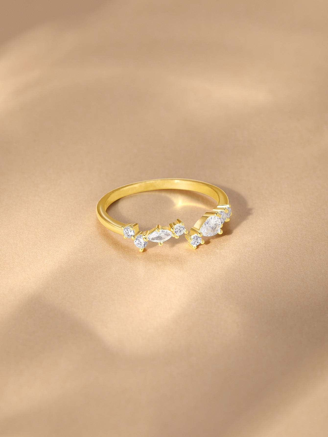 S925 Sparkling Star Zircon Open Ring-Olarajewelry