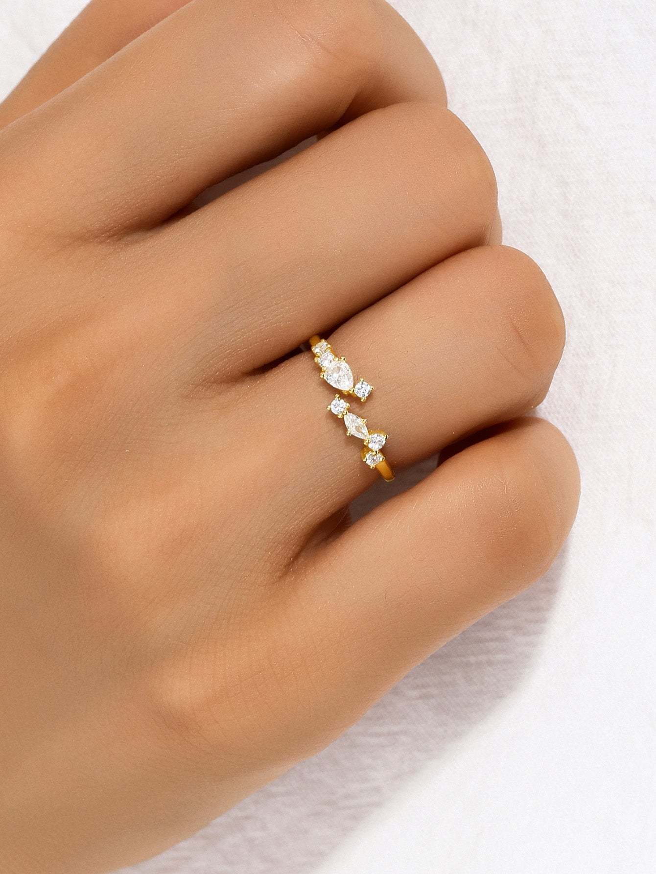 S925 Sparkling Star Zircon Open Ring-Olarajewelry