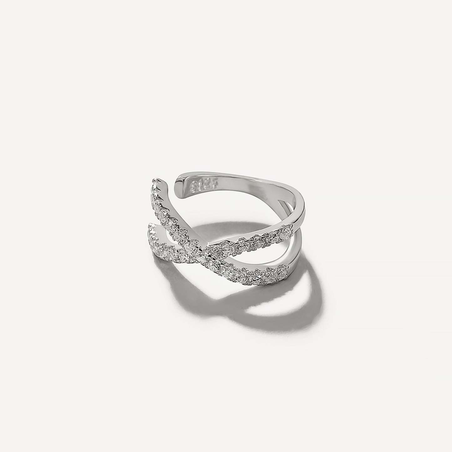 925 Sterling Silver Criss-cross Pave Zircon Ear Cuff-Olarajewelry