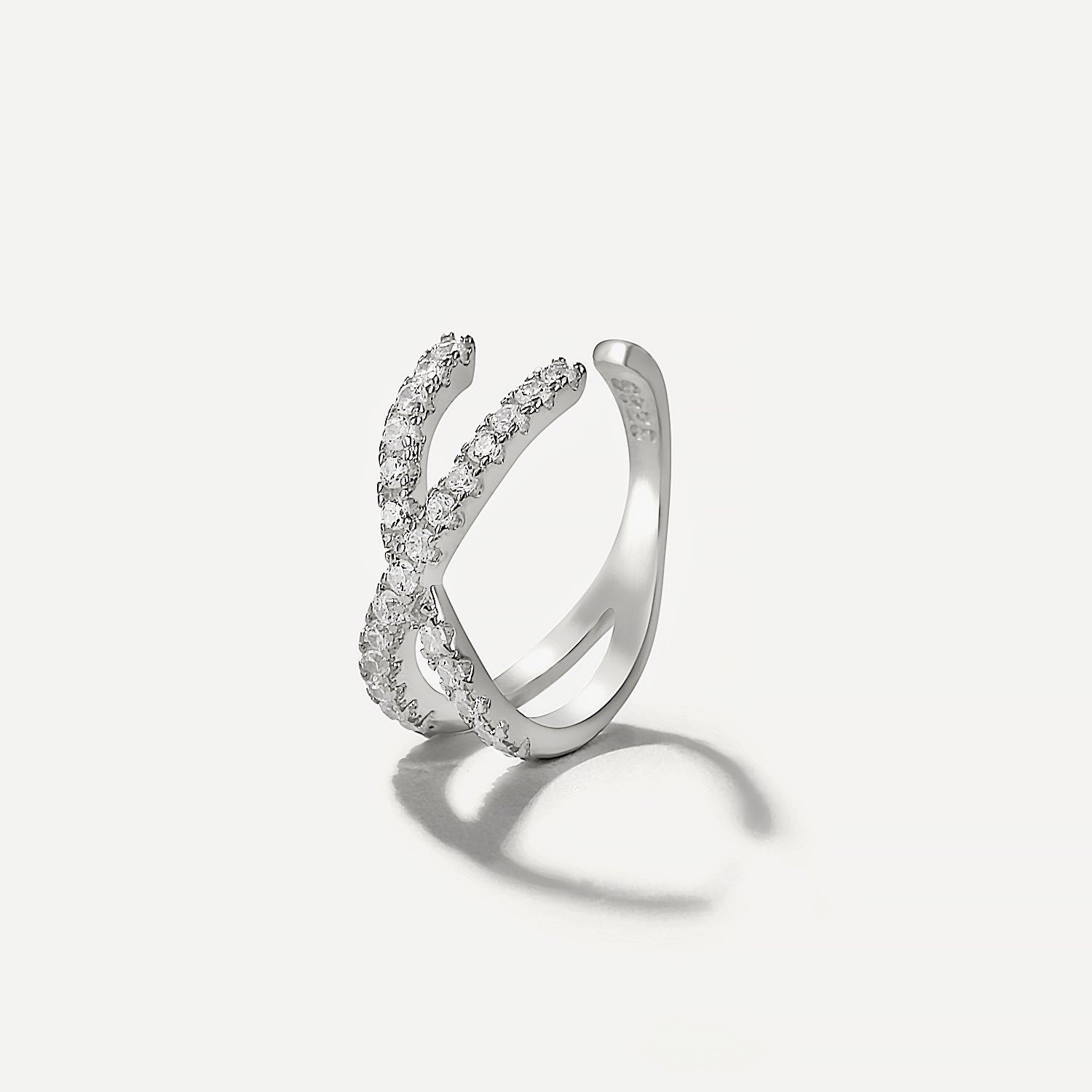 925 Sterling Silver Criss-cross Pave Zircon Ear Cuff-Olarajewelry