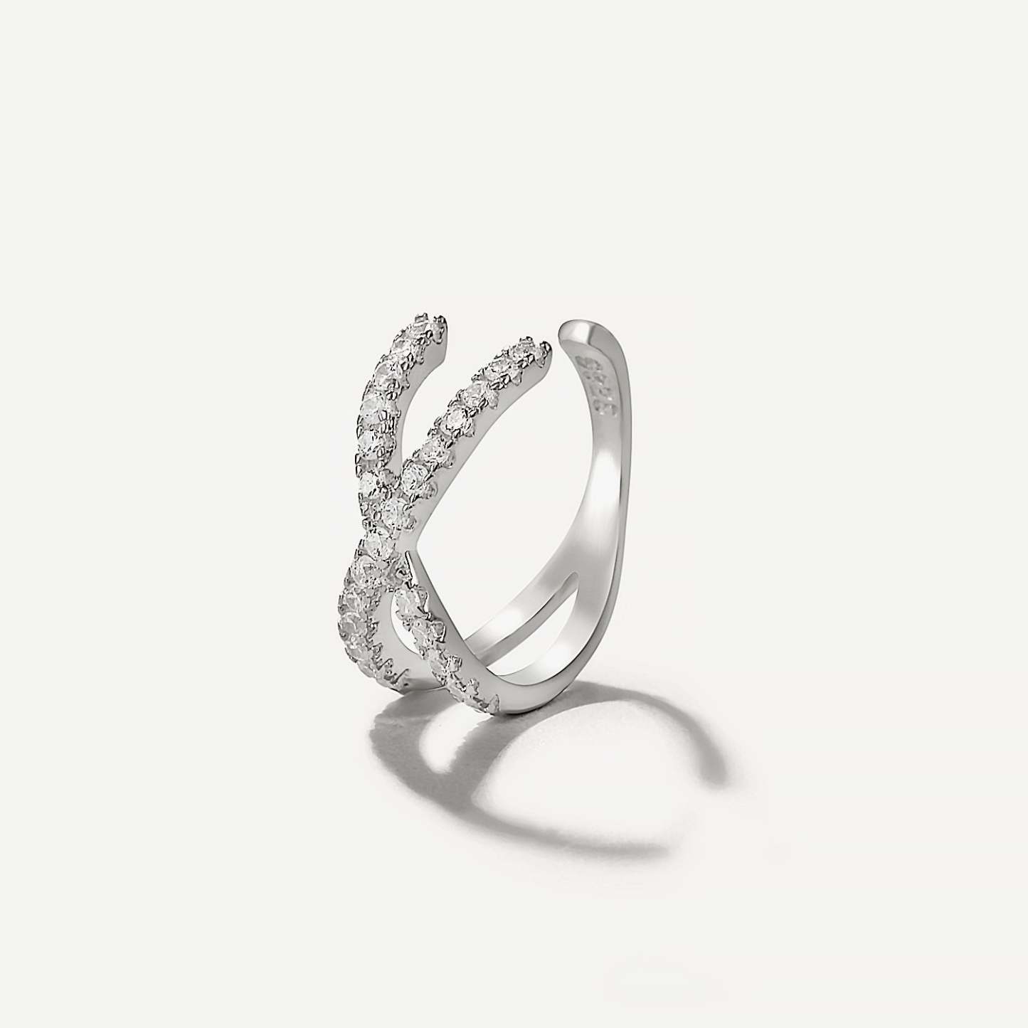 925 Sterling Silver Criss-cross Pave Zircon Ear Cuff-Olarajewelry