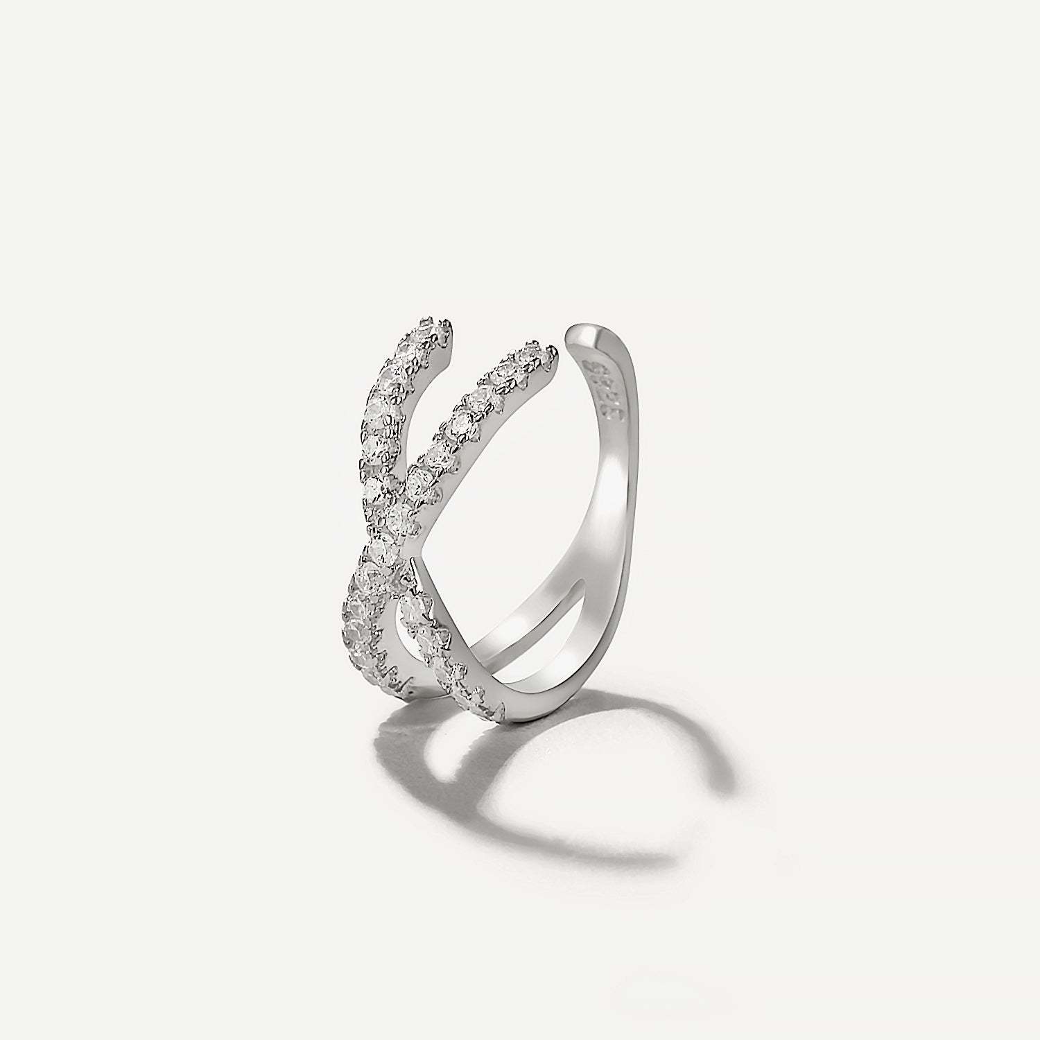 925 Sterling Silver Criss-cross Pave Zircon Ear Cuff-Olarajewelry