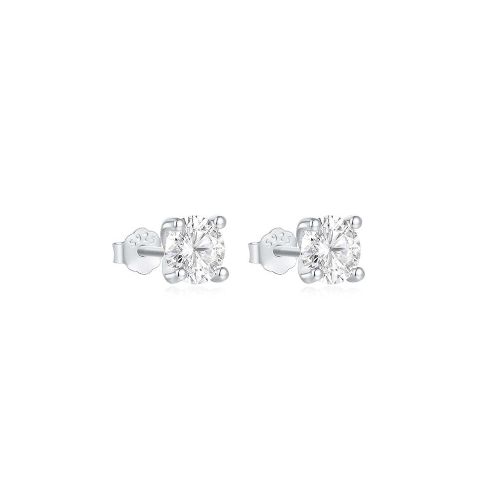 S925 Multisize Four-Claw Zircon Studs-Olarajewelry