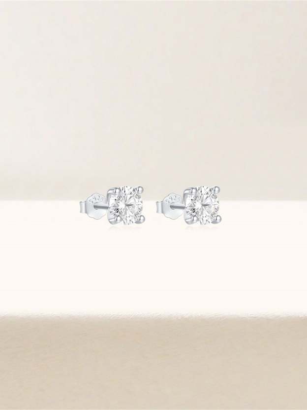S925 Multisize Four-Claw Zircon Studs-Olarajewelry