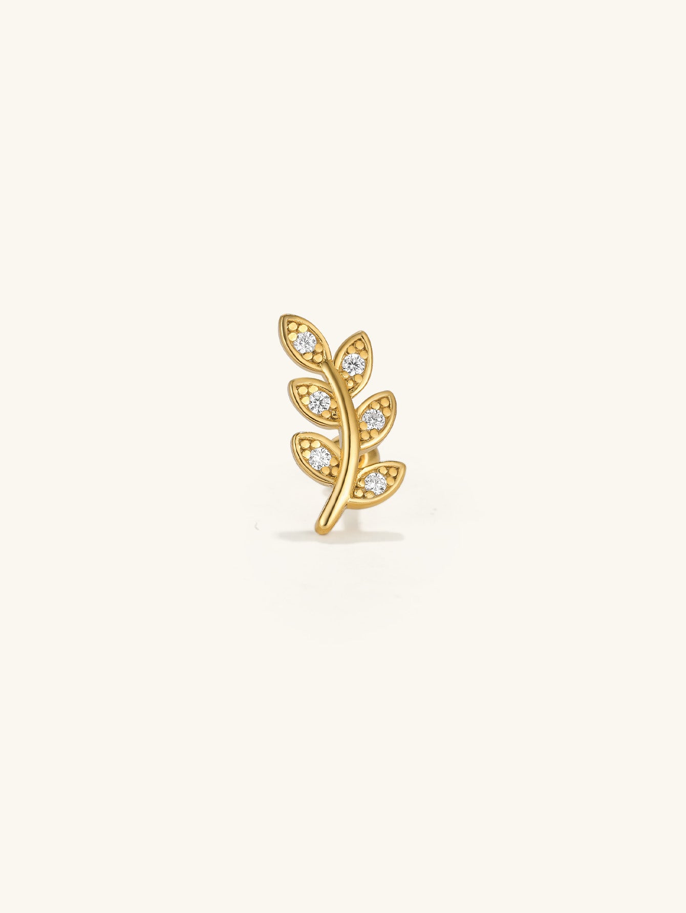 S925 Leaf Pave Perforated Stud-Olarajewelry