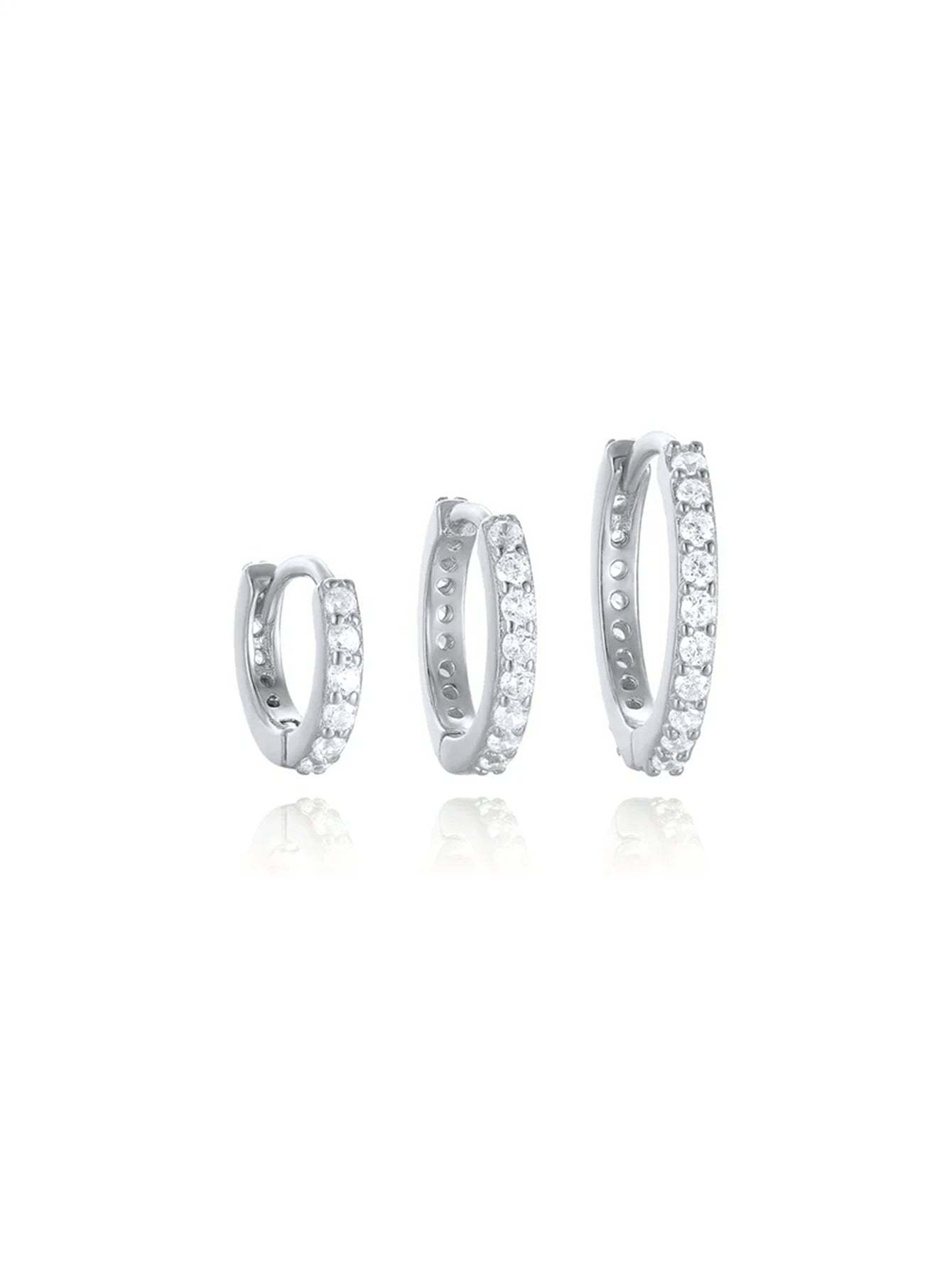 S925 Multi Size Zircon Hoop Earring Set-Olarajewelry