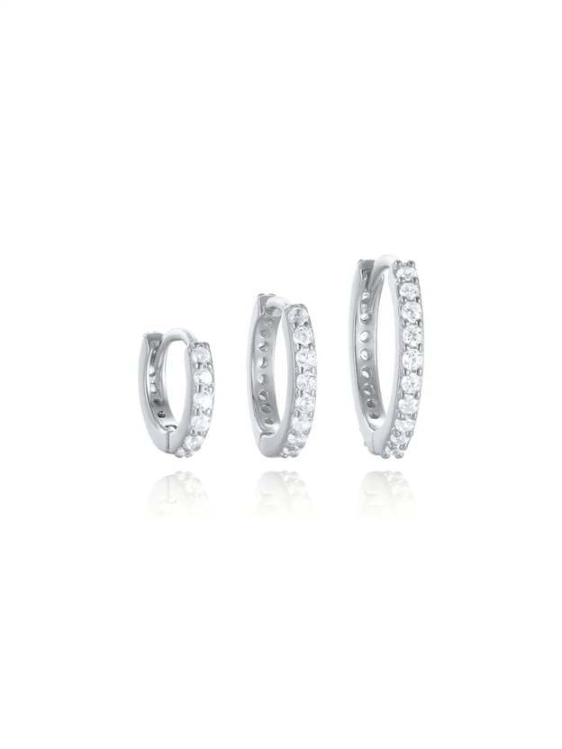S925 Multi Size Zircon Hoop Earring Set-Olarajewelry