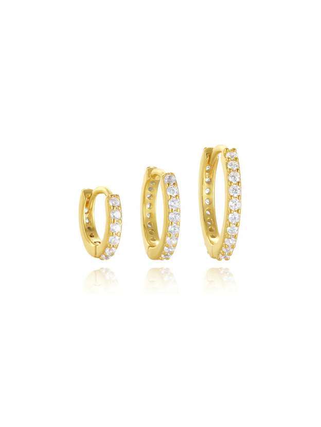 S925 Multi Size Zircon Hoop Earring Set-Olarajewelry