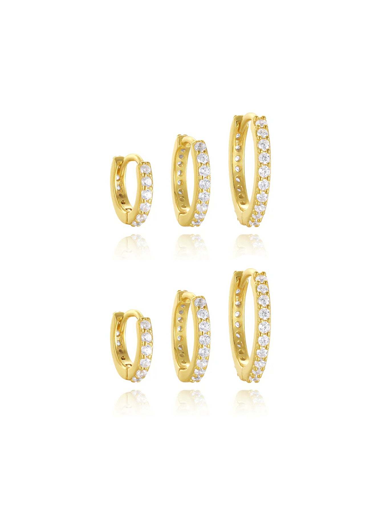 S925 Multi Size Zircon Hoop Earring Set-Olarajewelry