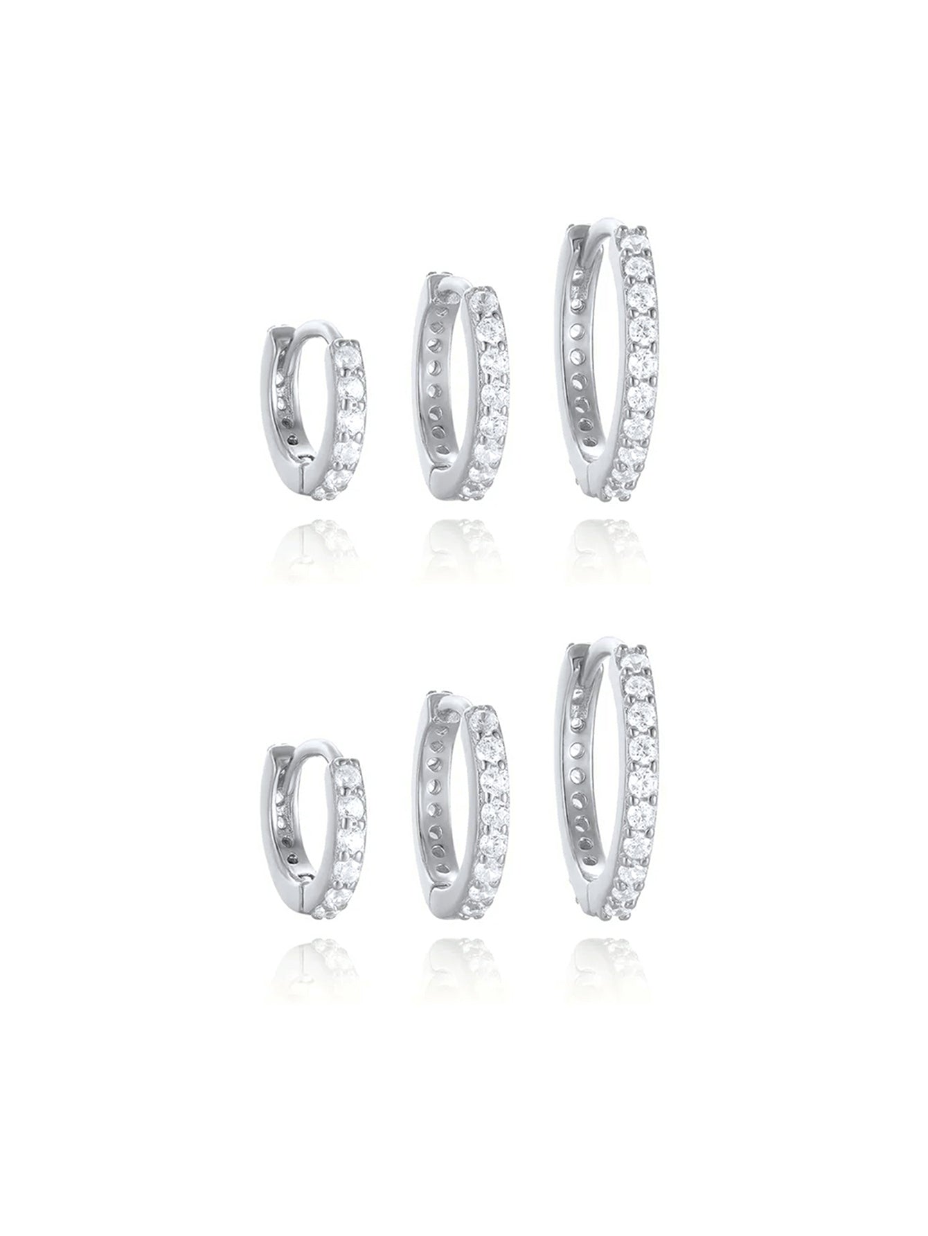 S925 Multi Size Zircon Hoop Earring Set-Olarajewelry