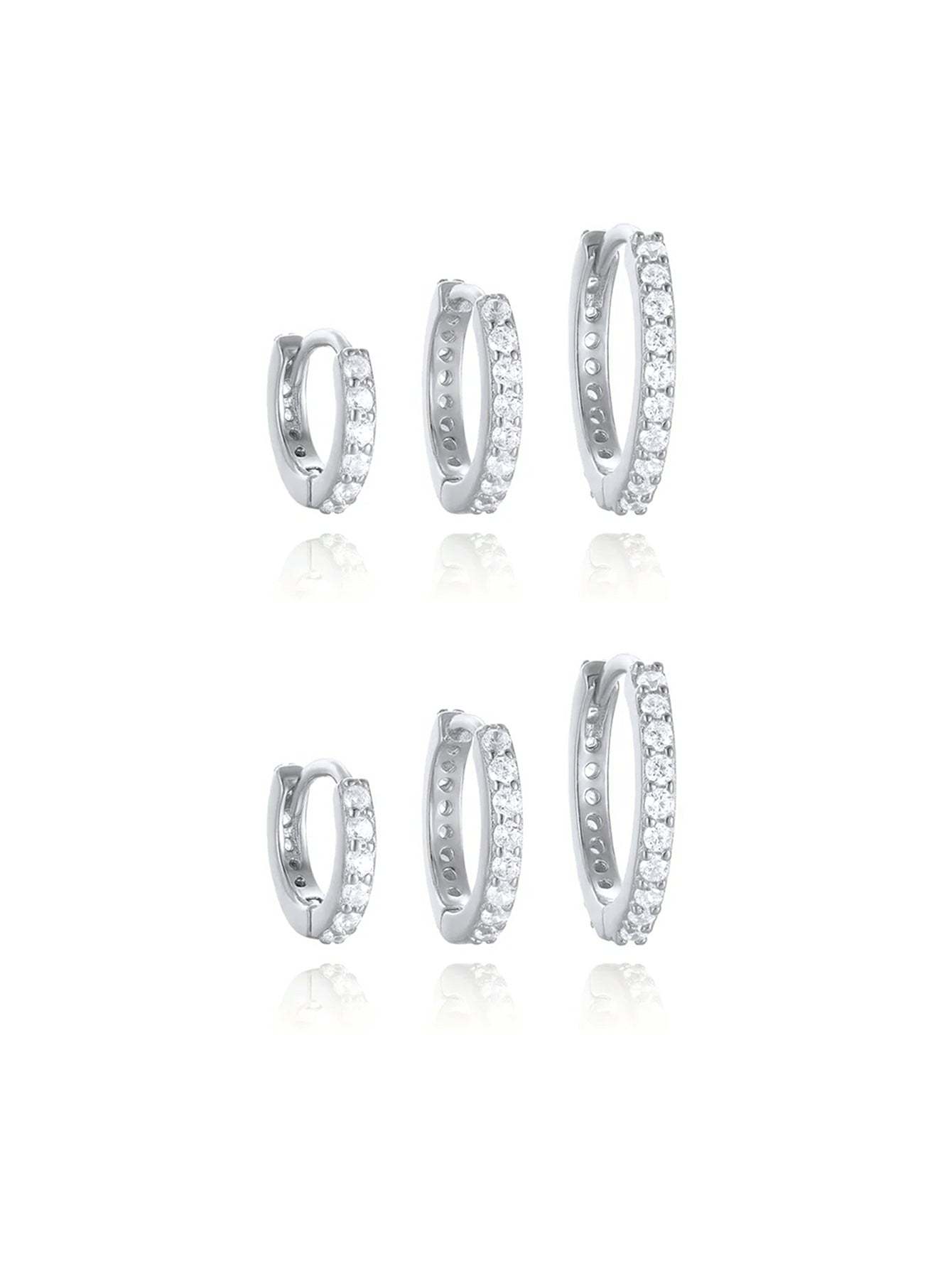S925 Multi Size Zircon Hoop Earring Set-Olarajewelry