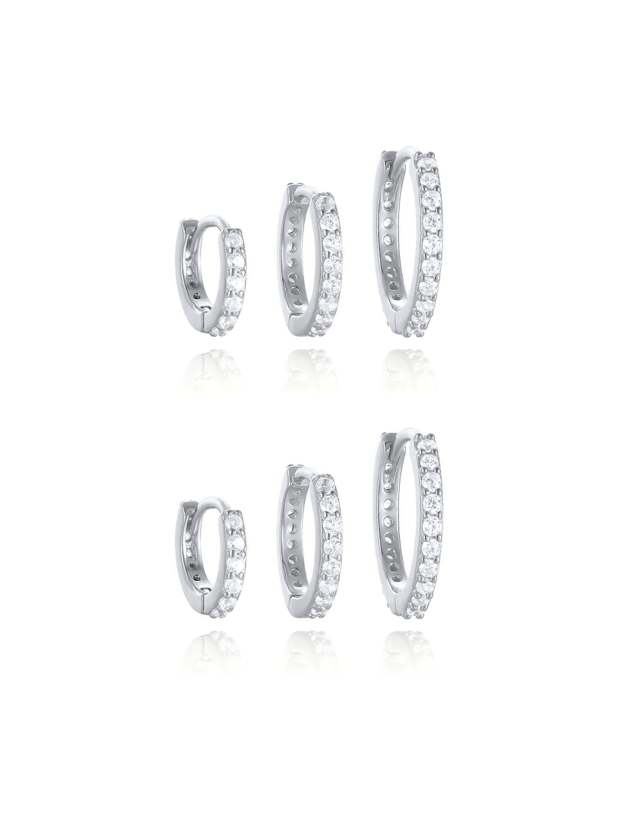 S925 Multi Size Zircon Hoop Earring Set-Olarajewelry