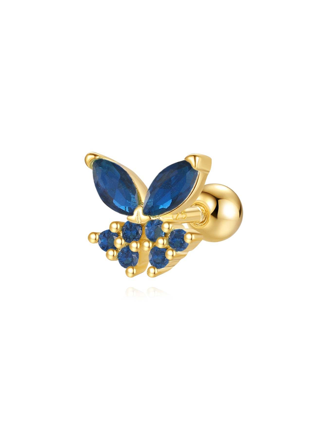 S925 Butterfly Marquise Ear Piercing Stud-Olarajewelry