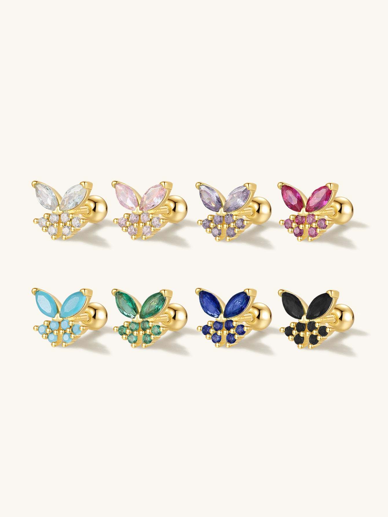 S925 Butterfly Marquise Ear Piercing Stud-Olarajewelry