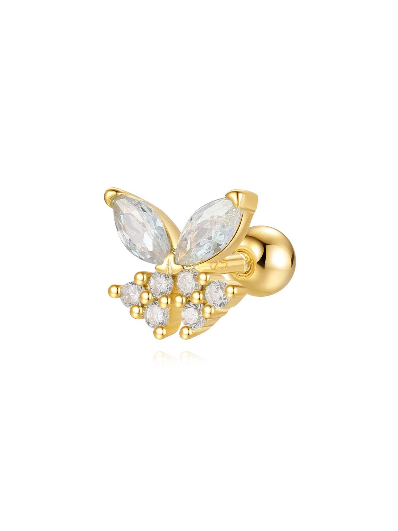 S925 Butterfly Marquise Ear Piercing Stud-Olarajewelry
