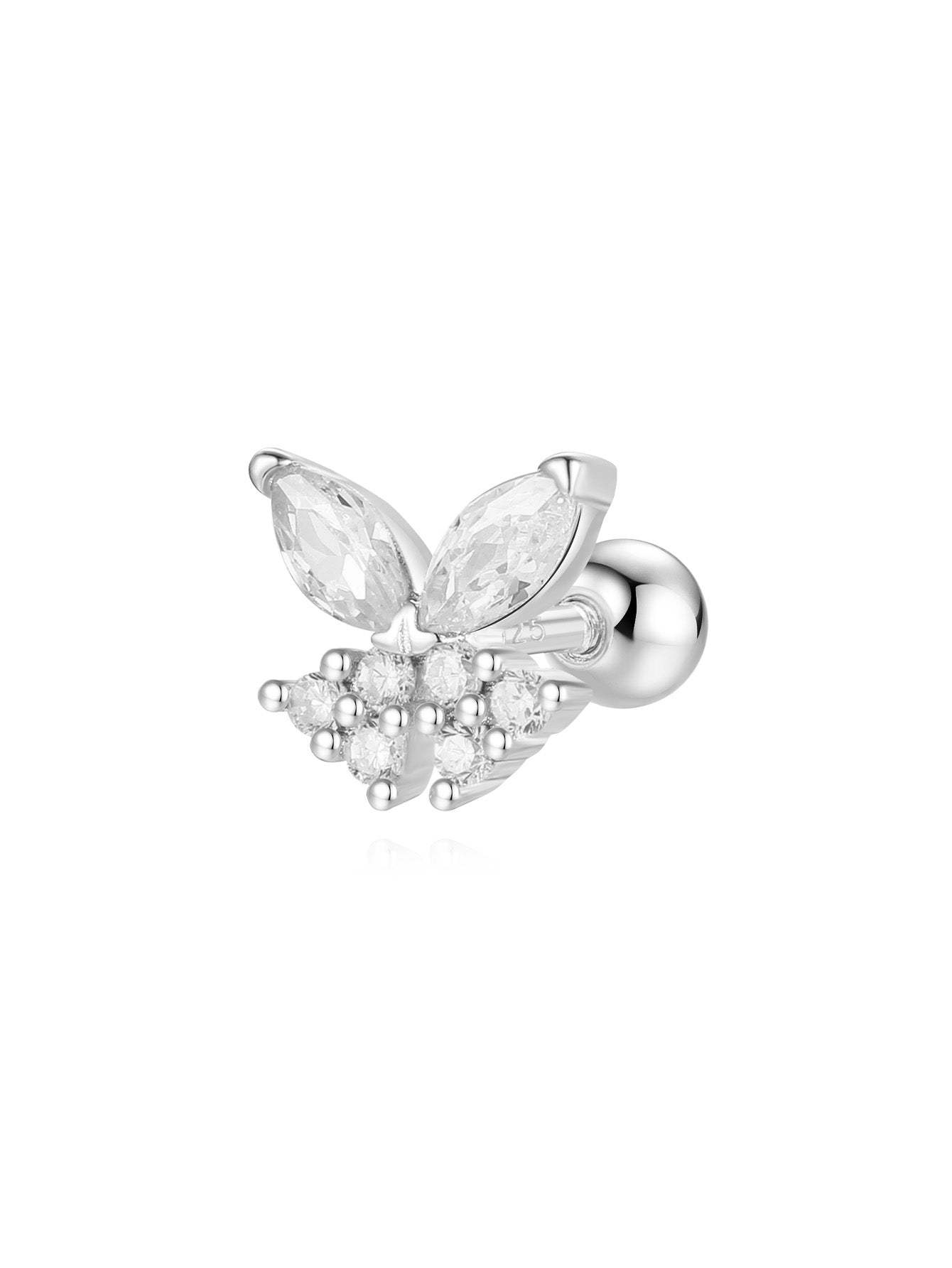S925 Butterfly Marquise Ear Piercing Stud-Olarajewelry
