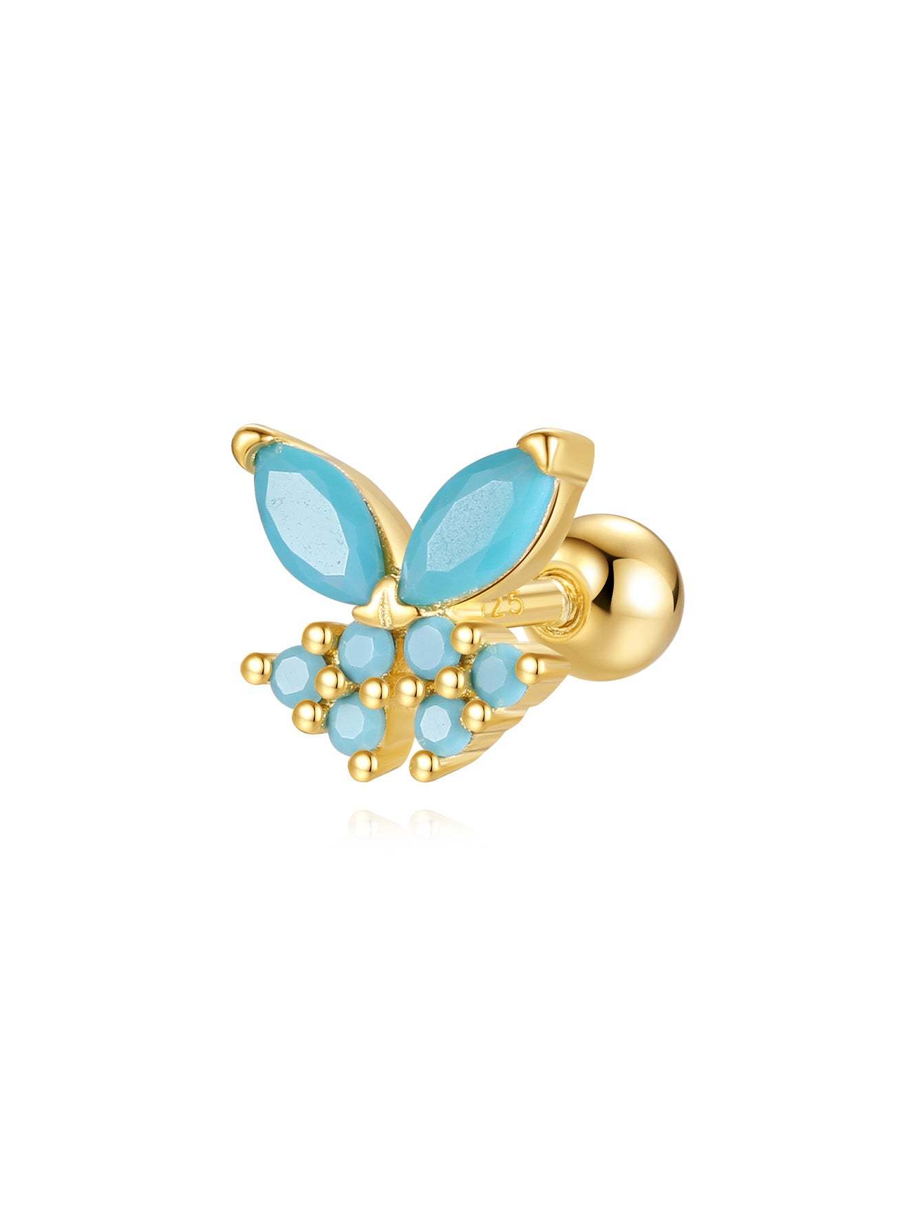 S925 Butterfly Marquise Ear Piercing Stud-Olarajewelry